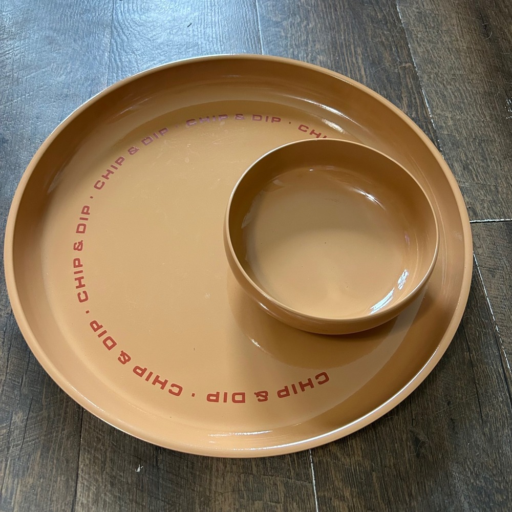 Vintage Georges Briard Melamine Chip and Dip Set Tan MCM Made in Japan Round